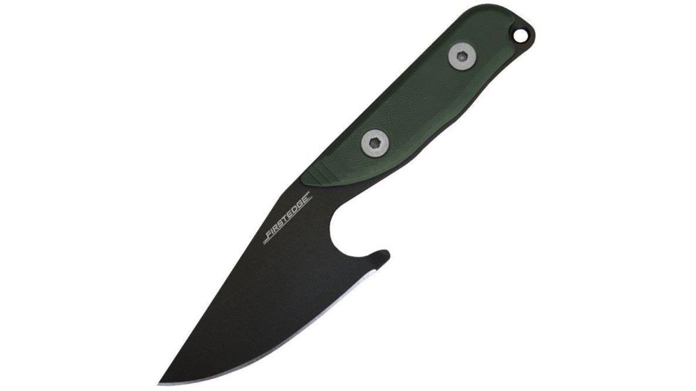 First Edge Stingray Fixed Blade Knife Fine Edge, Elmax Black Oxide Blade, Coarse Green, 11140-BLG