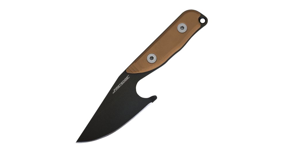 First Edge Stingray Fixed Blade Knife Fine Edge, Elmax Black Oxide Blade, Coarse Tan, 11140-BLT