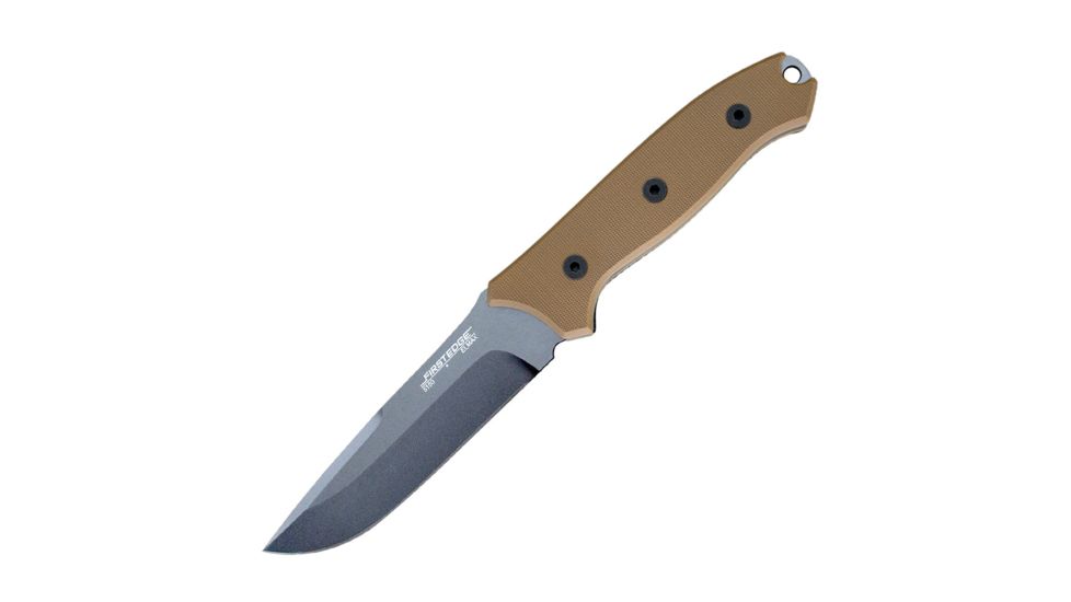 First Edge Thruster Field Fixed Blade Knife Fine Edge, Elmax Bead Blast Blade, Coarse Tan, 15150-BBT