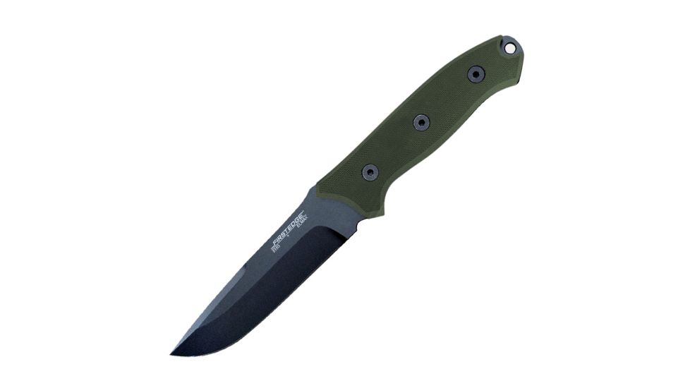 First Edge Thruster Field Fixed Blade Knife Fine Edge, Elmax Black Oxide Blade, Coarse Green, 15150-BLG