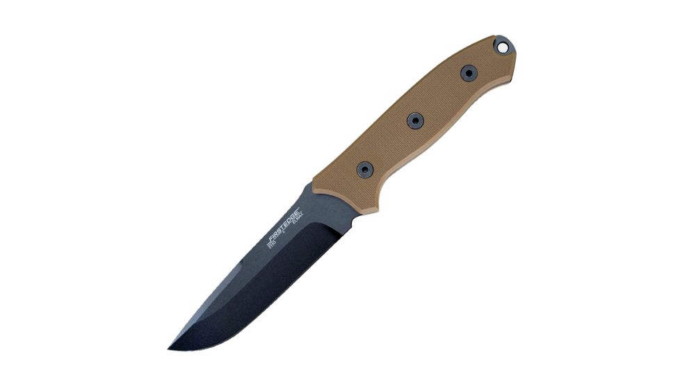 First Edge Thruster Field Fixed Blade Knife Fine Edge, Elmax Black Oxide Blade, Coarse Tan, 15150-BLT