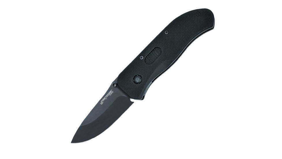 First Edge Tracklock Tactical Hunter Folding Knife, Manual Opening Fine Edge, Elmax Bead Blast Blade, Coarse Black 1550-BBB