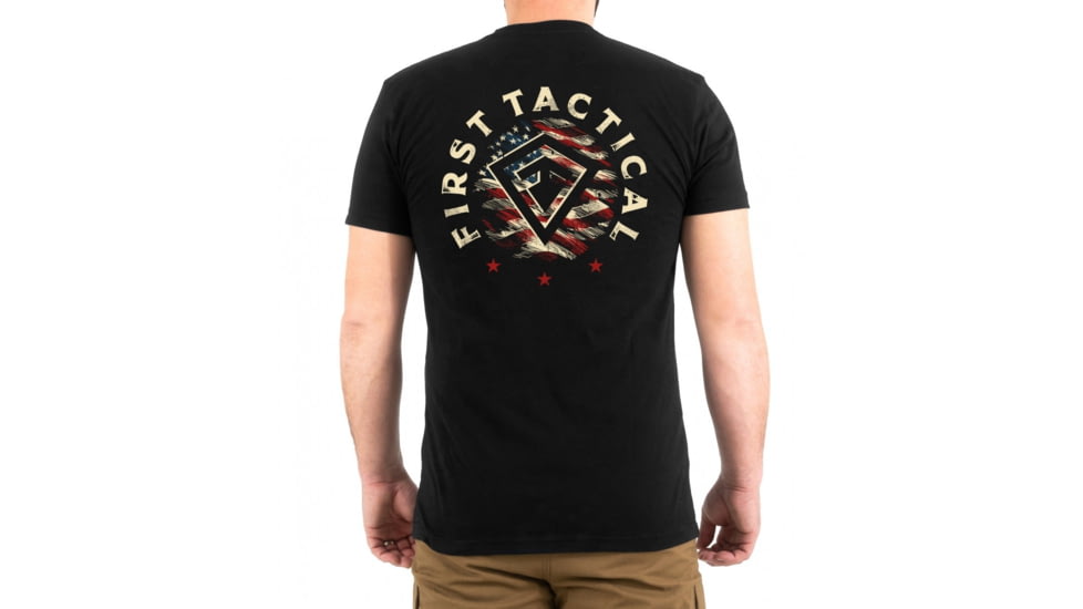 First Tactical Stars and Stripes Spear T-Shirt - Mens, Black, Extra Large, 112555-019-XL