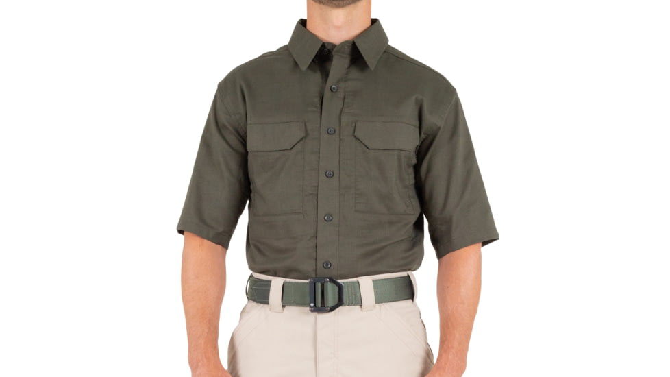 First Tactical V2 Tactical Short Sleeve Shirt - Mens, OD Green, Small, R, 112007-830-S-R
