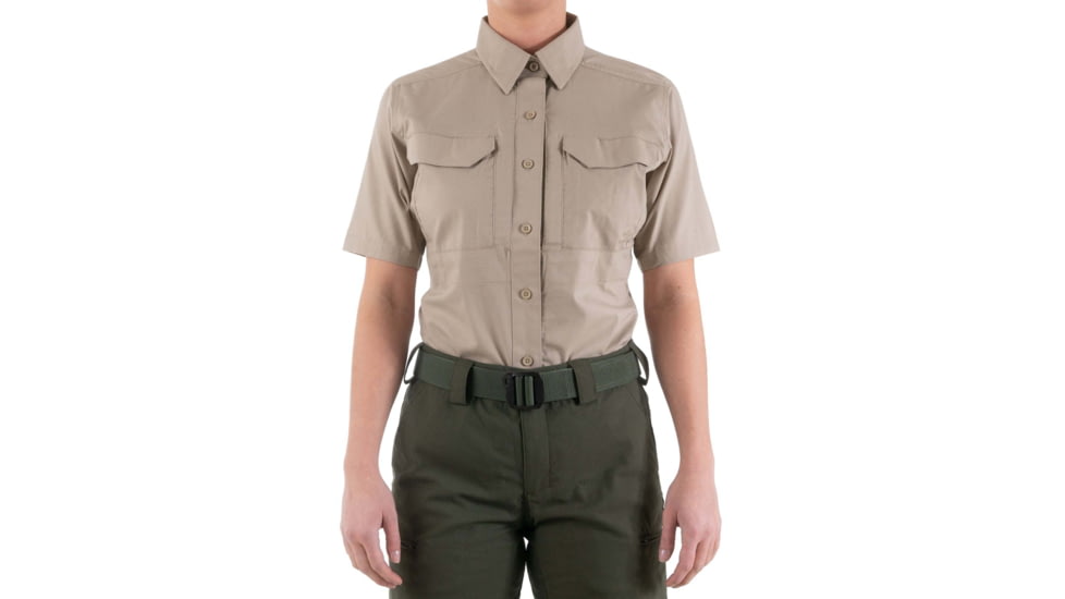 First Tactical V2 Tactical Short Sleeve Shirt - Womens, Khaki, Large, 122007-055-L