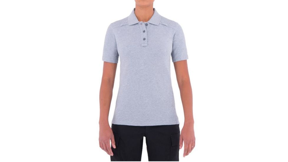 First Tactical Womens Cotton S/S Polo, Heather Gray, Large Regular 122505-016-L-R