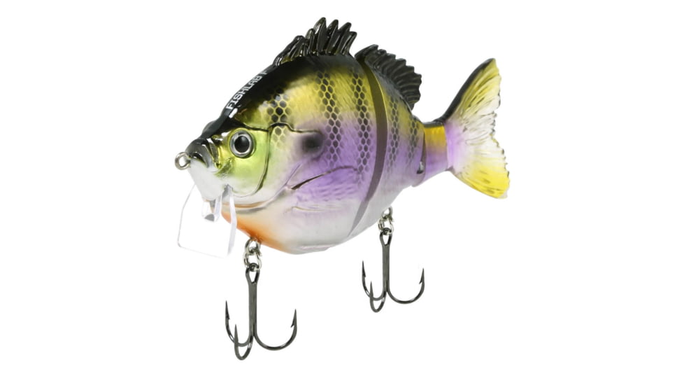 Fish Lab Bio-Gill 3 Piece Hard Wake Bait, Floating Action, VMC Hooks, Dark Bluegill, 4in, 7/8oz, BGW-4-DB