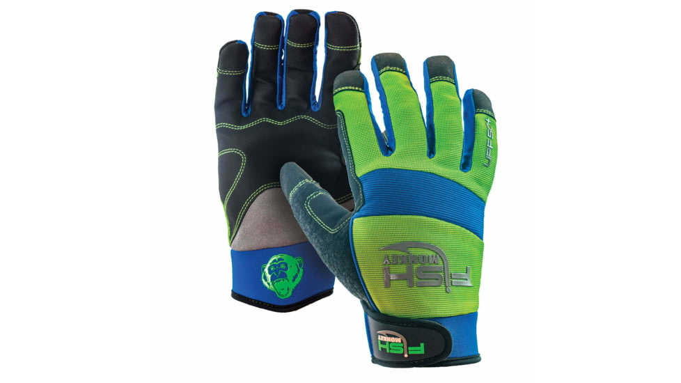 Fish Monkey Easy Work Waterman Gloves, Neon Green Royal, M, FM19-NGRROY-M