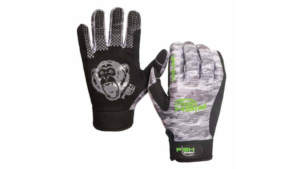 Fish Monkey Free Style Custom Fit Glove, Grey Water Camo, M, FM22-GREYWTRCAM-M