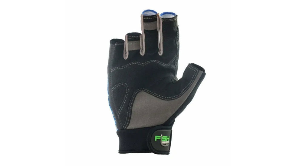 Fish Monkey The Crusher Half Finger Jigging Gloves, Blue Water Camo, M, FM15-BLWTRCAM-M