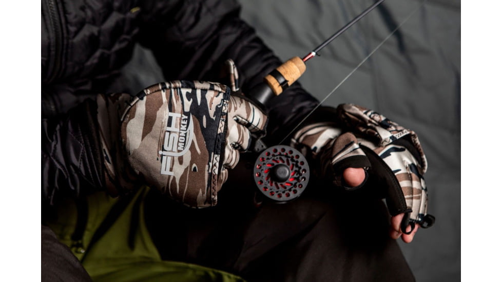 Fish Monkey Tundra Premium Insulated Mitten Glove, Fall Water Camo, M, FM25-FALLWTRCAM-M