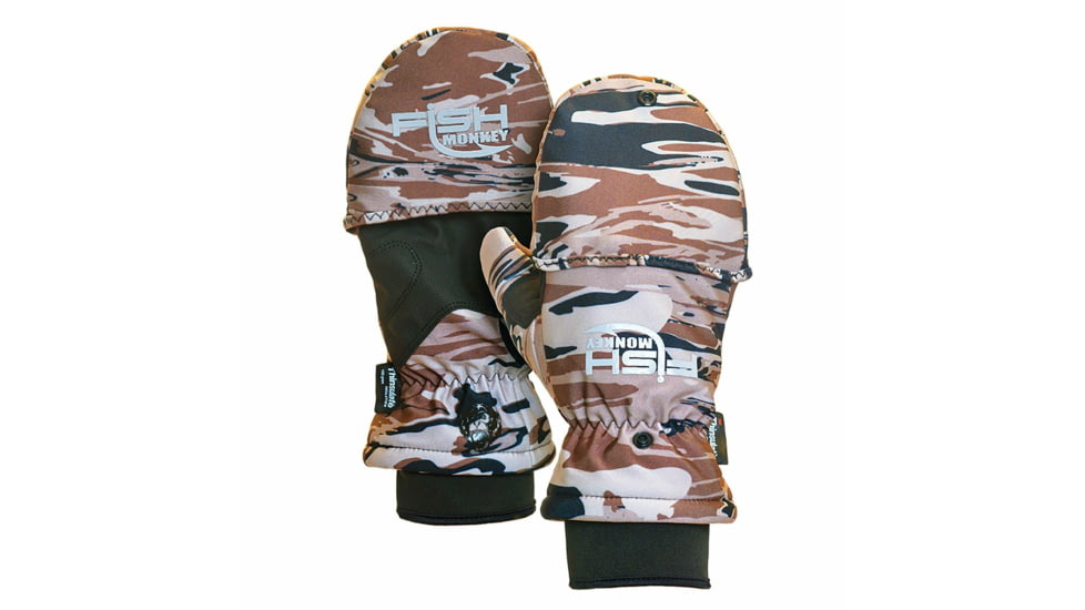 Fish Monkey Tundra Premium Insulated Mitten Glove, Fall Water Camo, M, FM25-FALLWTRCAM-M