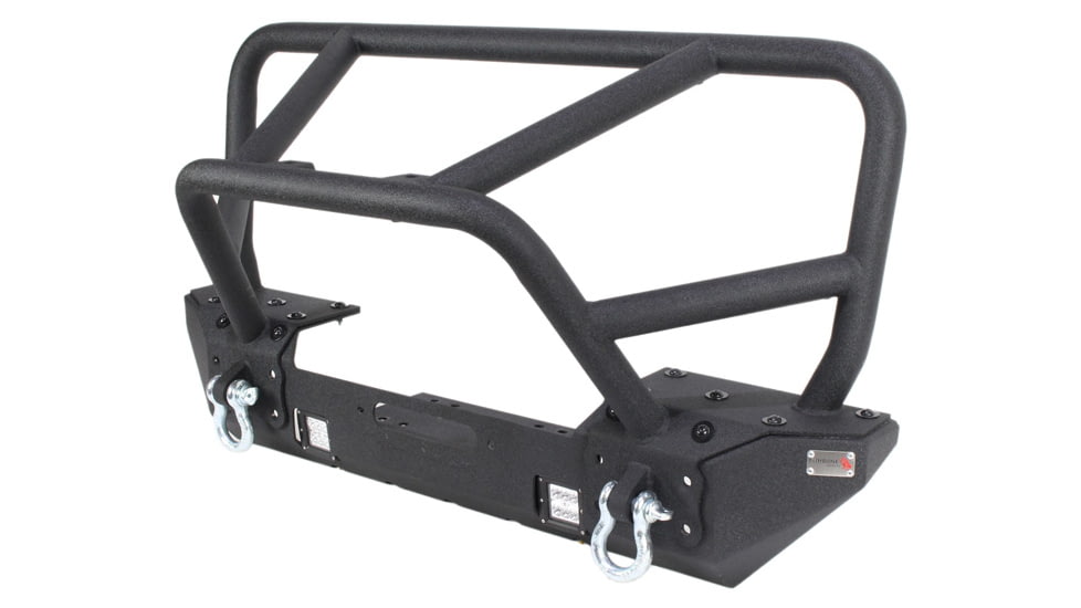 Fishbone Offroad Fishbone Front Winch Bumper w/Full Grille Guard, Jeep Wrangler JK 2007 - 2018, Black Textured, FB22005