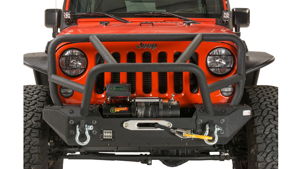 Fishbone Offroad Fishbone Front Winch Bumper w/Full Grille Guard, Jeep Wrangler JK 2007 - 2018, Black Textured, FB22005