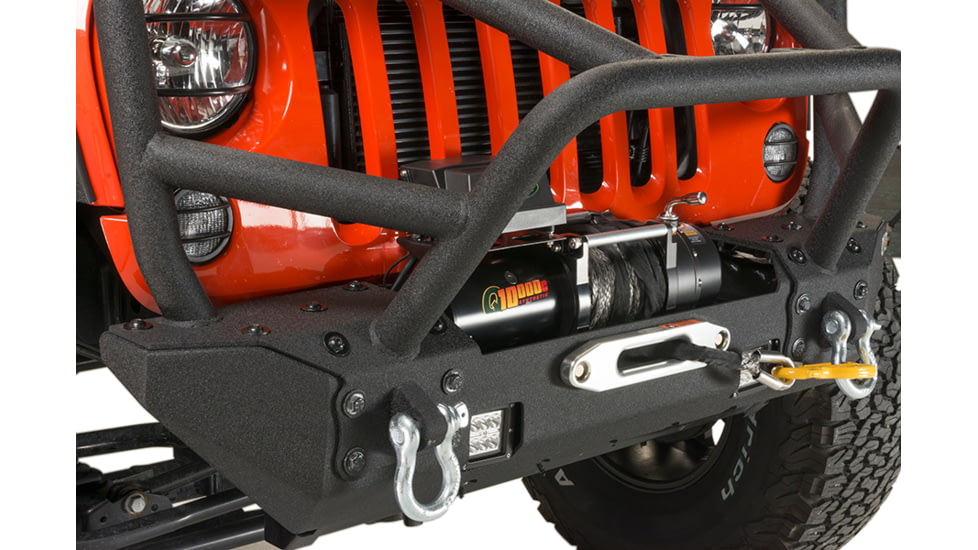 Fishbone Offroad Fishbone Front Winch Bumper w/Full Grille Guard, Jeep Wrangler JK 2007 - 2018, Black Textured, FB22005