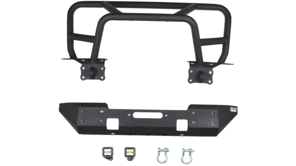 Fishbone Offroad Fishbone Front Winch Bumper w/Full Grille Guard, Jeep Wrangler JK 2007 - 2018, Black Textured, FB22005