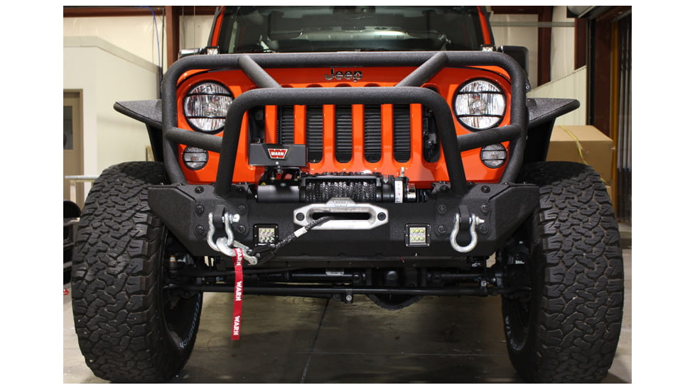 Fishbone Offroad Fishbone Front Winch Bumper w/Full Grille Guard, Jeep Wrangler JK 2007 - 2018, Black Textured, FB22005