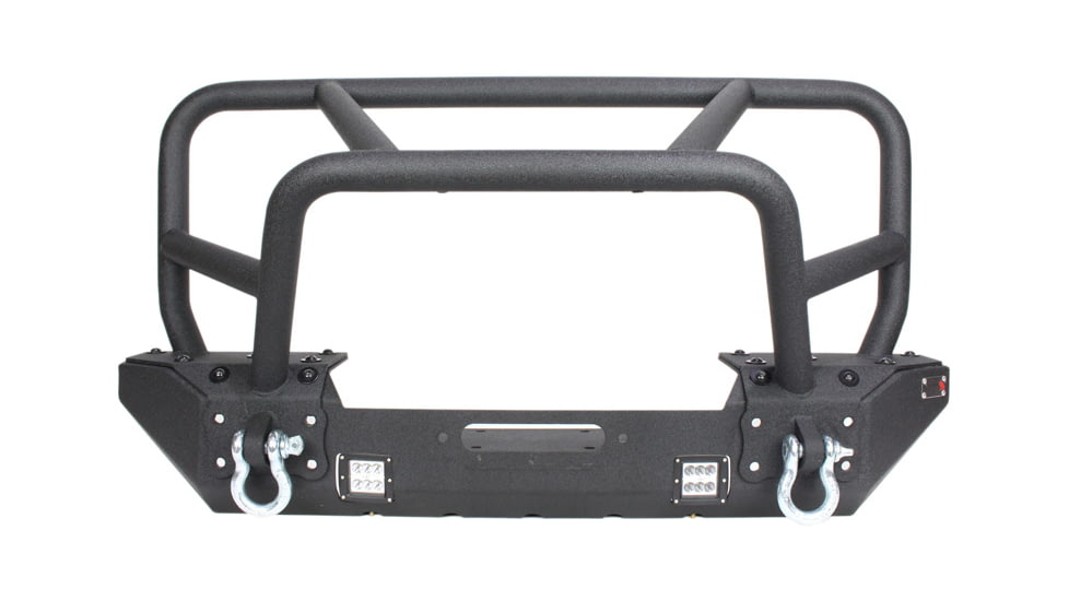 Fishbone Offroad Fishbone Front Winch Bumper w/Full Grille Guard, Jeep Wrangler JK 2007 - 2018, Black Textured, FB22005