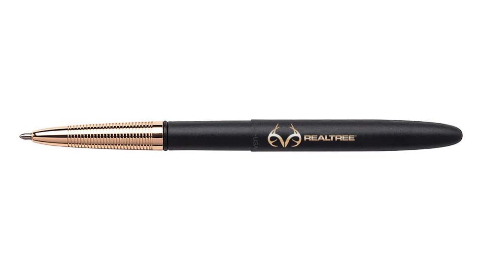 Fisher Space Pen Bullet Space Pen w/ RealTree Logo, Matte Black/Gold, 400BGFG-RT