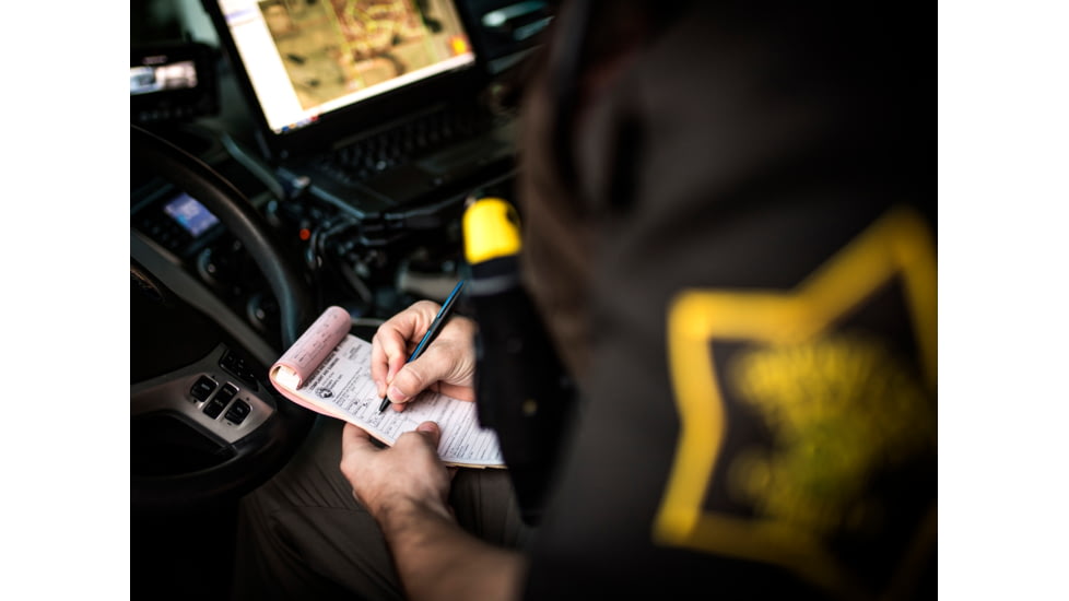 Fisher Space Pen Law Enforcement Space Pen, PR-4 Black Ink, Medium Point, 5.27 in Length, Matte, Black/Blue, M4BLEBL