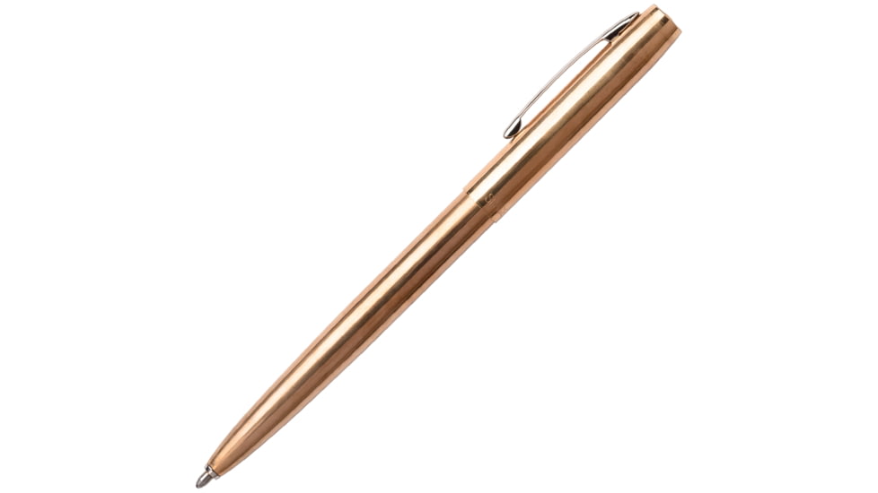 Fisher Space Pen Raw Brass Cap-O-Matic Space Pen, PR-4 Black Ink, Medium Point, 5.375in Length Chrome Pocket Clip, Gift Boxed, Raw Brass, M4RAW