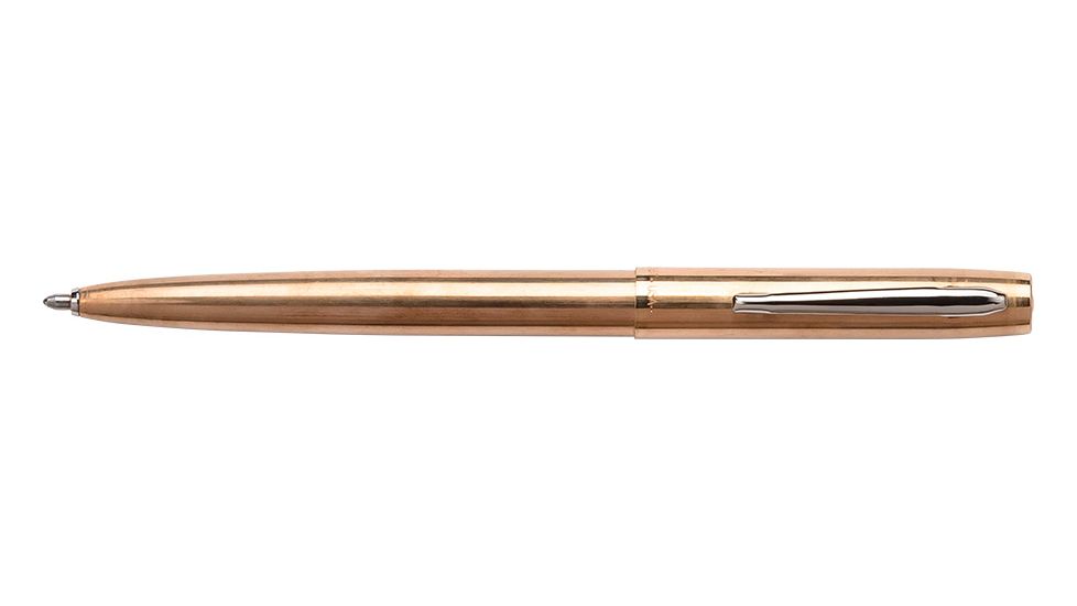 Fisher Space Pen Raw Brass Cap-O-Matic Space Pen, PR-4 Black Ink, Medium Point, 5.375in Length Chrome Pocket Clip, Gift Boxed, Raw Brass, M4RAW