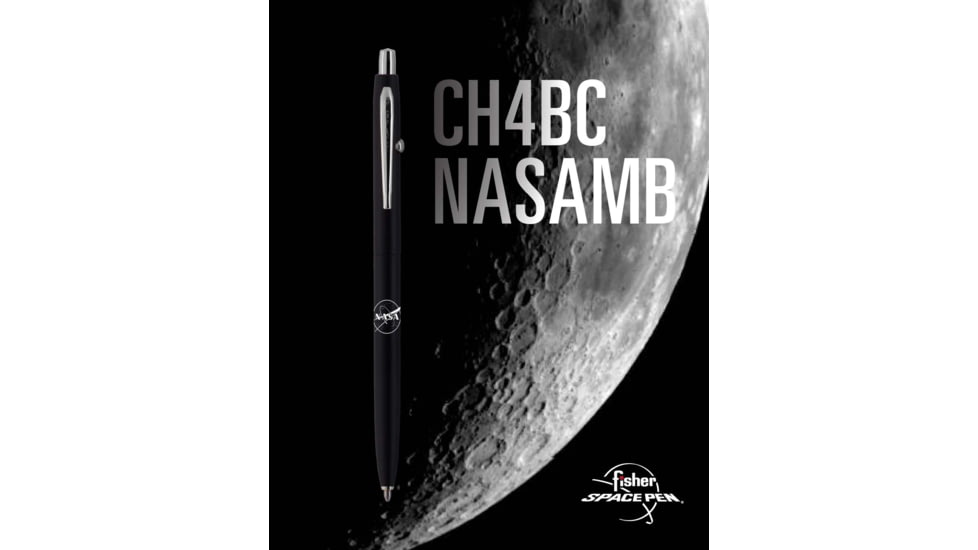 Fisher Space Pen Shuttle Space Pen with Chrome Accents and NASA Meatball Logo, Matte Black/Chrome, CH4BC-NASAMB
