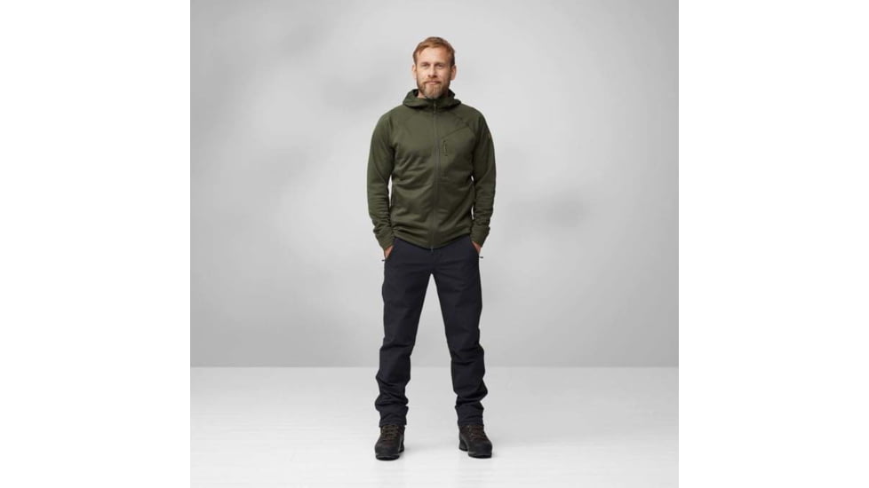 Fjallraven Abisko Grid Fleece Hoodie - Mens, Deep Forest, Small, F12600228-662FR-S