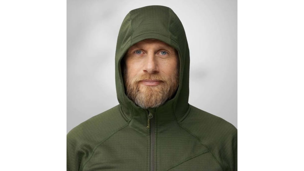 Fjallraven Abisko Grid Fleece Hoodie - Mens, Deep Forest, Small, F12600228-662FR-S