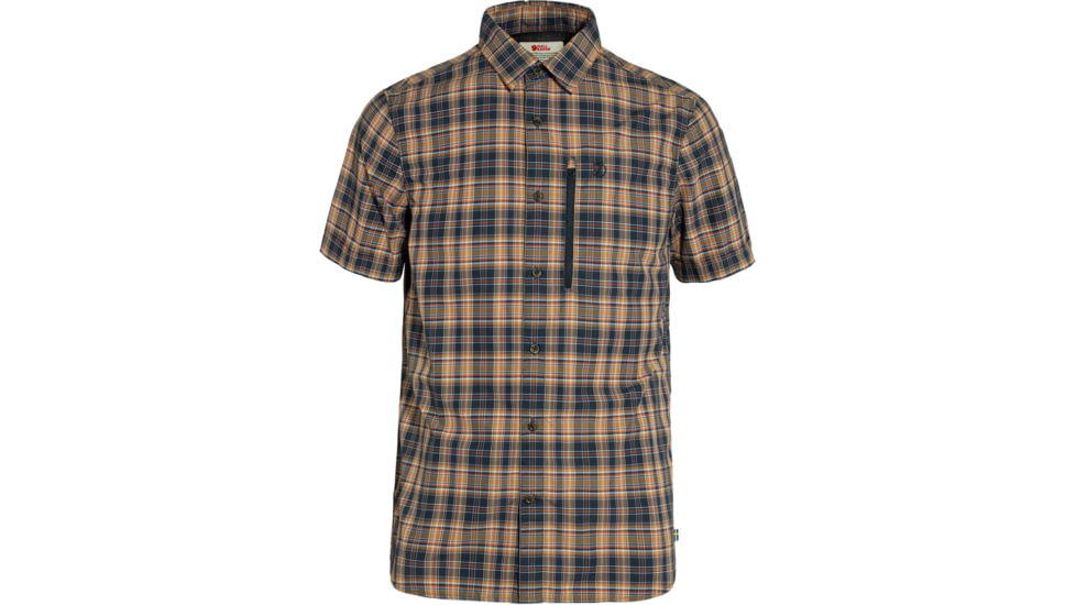 Fjallraven Abisko Hike Shirt Short Sleeve - Mens, Dark Navy/Buckwheat Brown, Large, F82268-555-232-L