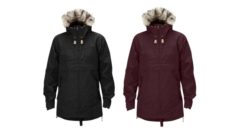 Fjallraven Iceland Anorak - Womens, Black, Dark Garnet