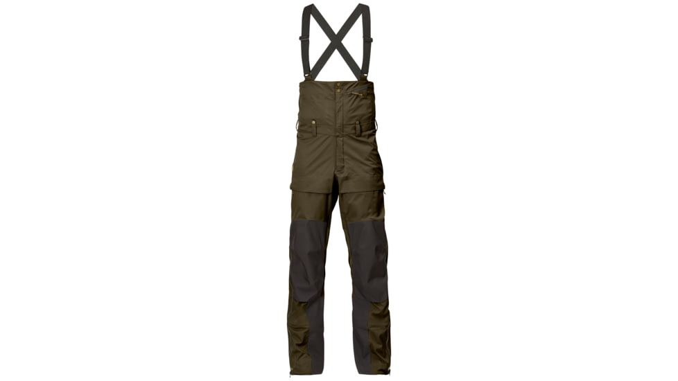 Fjallraven Keb Eco-Shell Bib Trousers - Mens-Dark Olive-Regular Inseam-Large
