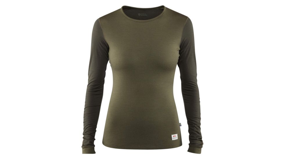 Fjallraven Keb Long Sleeve Wool T-Shirt - Womens, Laurel Green-Deep Forest, Medium, F89753-625-662-M