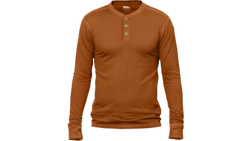 Lappland Merino Long Sleeve Henley - Mens -Autumn Leaf-Large