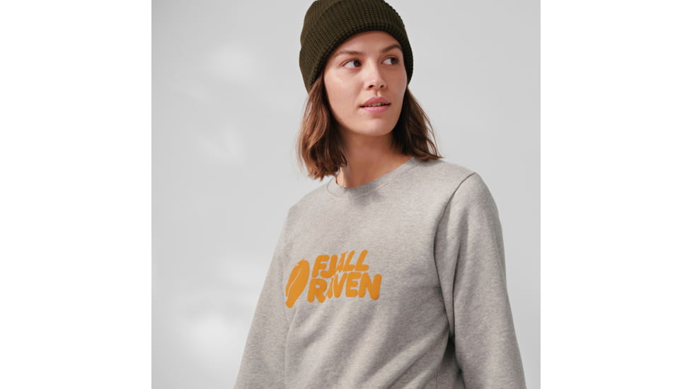 Fjallraven Logo Sweater - Womens, Grey-Melange, Extra Large, F84143-020-999-XL