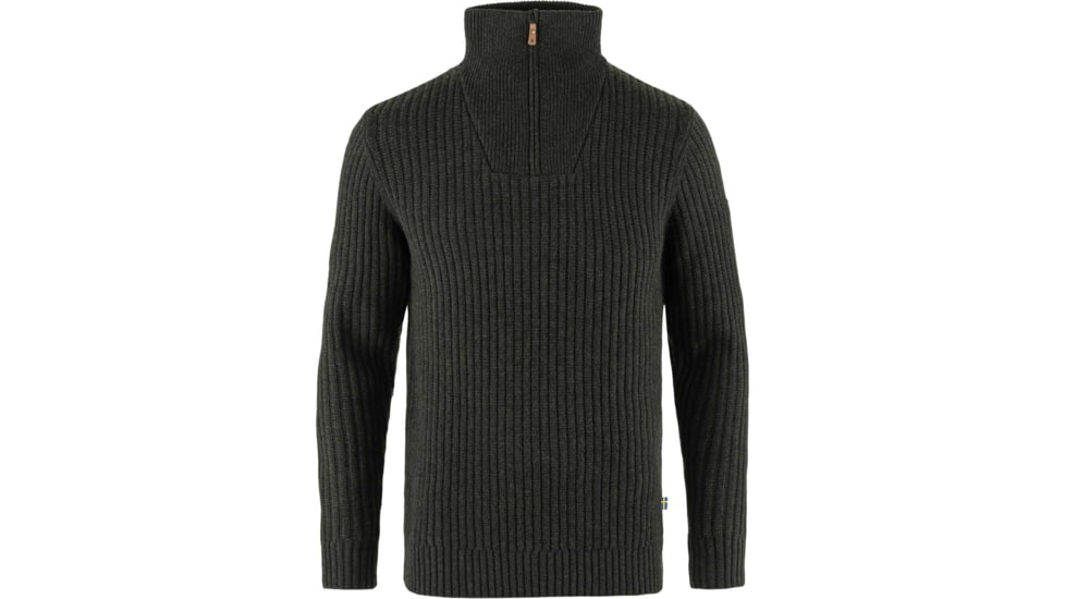 Fjallraven Ovik Half Zip Knit - Mens, Dark Olive, Extra Small, F86672-633-XS