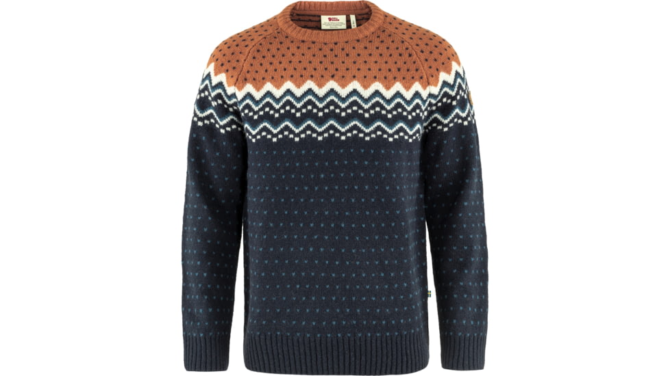 Fjallraven Ovik Knit Sweater - Mens, Dark Navy-Terracotta Brown, Medium, F81829-555-243-M