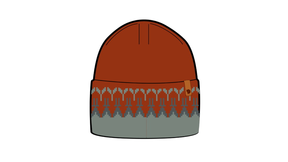 Fjallraven Ovik Path Knit Beanie, Autumn Leaf/Grey, One Size, F87167-215-020-OneSize