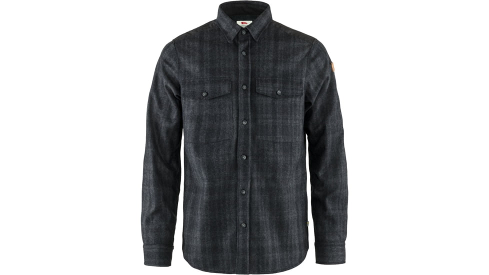 Fjallraven Ovik Re-Wool Shirt LS - Mens, Grey/Dark, Small, F81885-020-030-S