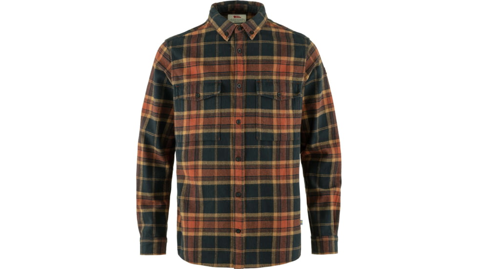Fjallraven Ovik Twill Shirt - Mens, Autumn Leaf/Dark Navy, Medium, F81478-215-555-M