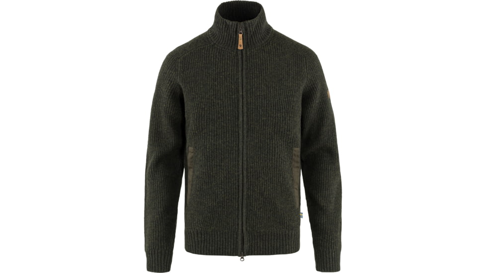 Fjallraven Ovik Zip Cardigan Knit - Mens, Dark Olive, Extra Large, F87071-633-XL