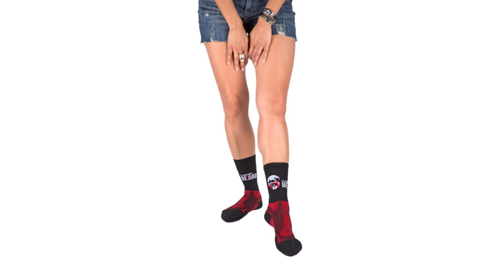 Flagrant Beard 5 in Crew Socks, Red / Black, Small, 3001-0