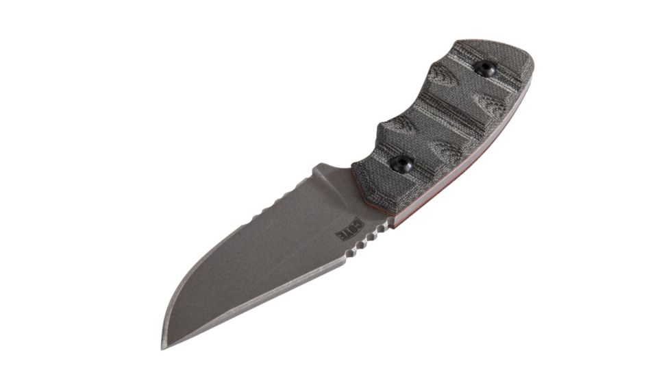 Flagrant Beard ForeRunner Fixed Blade Knife - Partial Serrations, Tumble Finish w/ Clear Cerakote for Rust Preventio, FRUN-01SER