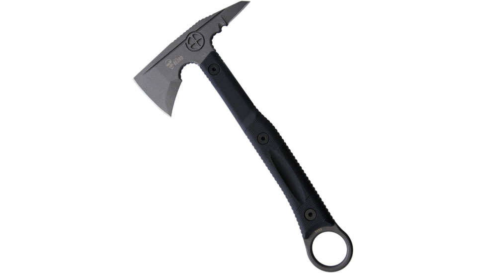 Flagrant Beard Templar Axe Tungsten Cerakote, 6.5 Cerakote finish 1095HC steel axe head with 2., Black sculpted G10 handle, FTEMP05