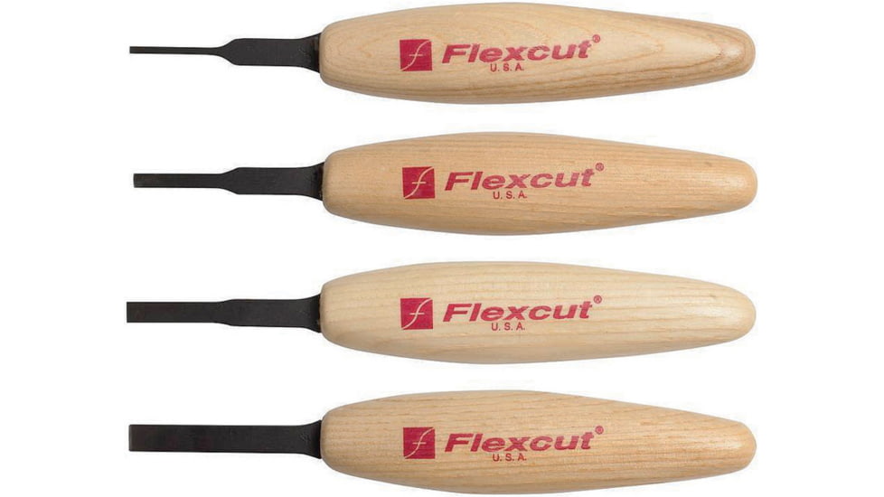 Flexcut Chisel Micro Tool Set, This set features four micro chisels, MT100