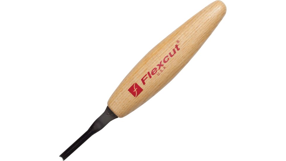 Flexcut Micro Parting Tool 45 deg. 4mm Fixed Blade Knife, 1.75in, Carbon Steel, Wood Handle FLEXMT34
