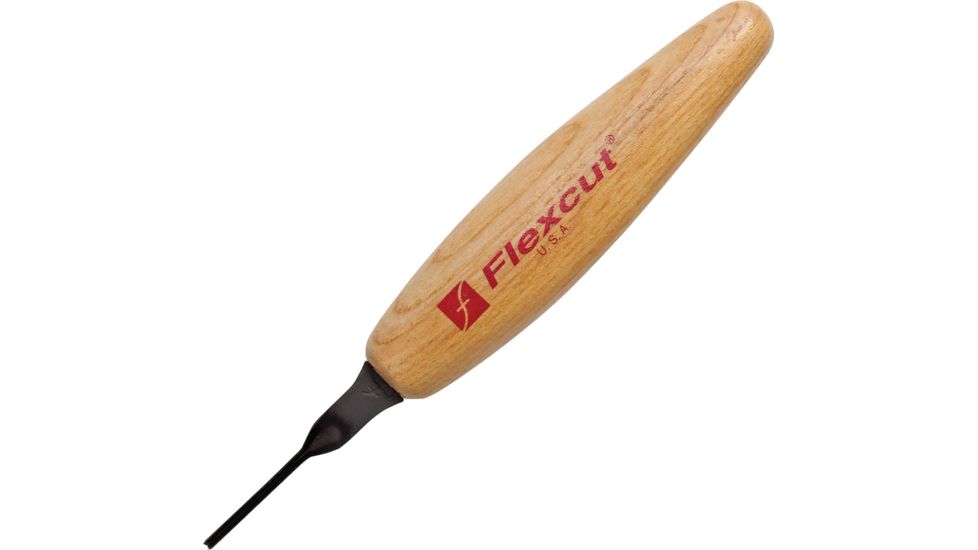 Flexcut Micro Parting Tool 45deg 1.5mm Fixed Blade Knife, 1.75in, Carbon Steel, Wood Handle FLEXMT31