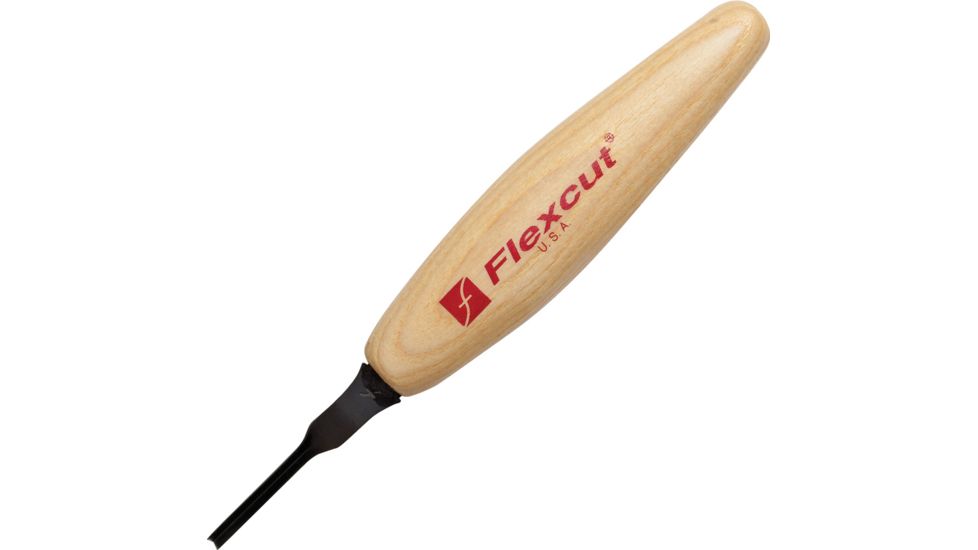 Flexcut Micro Parting Tool 60 deg 3mm Fixed Blade Knife, 1.75in, Carbon Steel, Wood Handle FLEXMT37