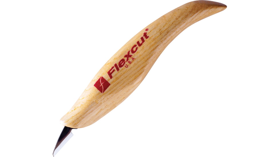 Flexcut Mini Detail Knife, 3/4 high carbon steel straight blade, Smaller ergonomic wood handle is faceted with mult, KN27