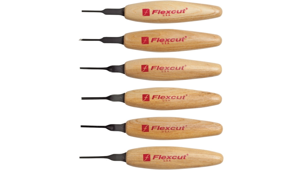 Flexcut Mixed Profile Micro Tool Set Knife, Micro Tool Set, 5.5in Overall, 1.75in Carbon Steel Blade, Wood Handle, MT910